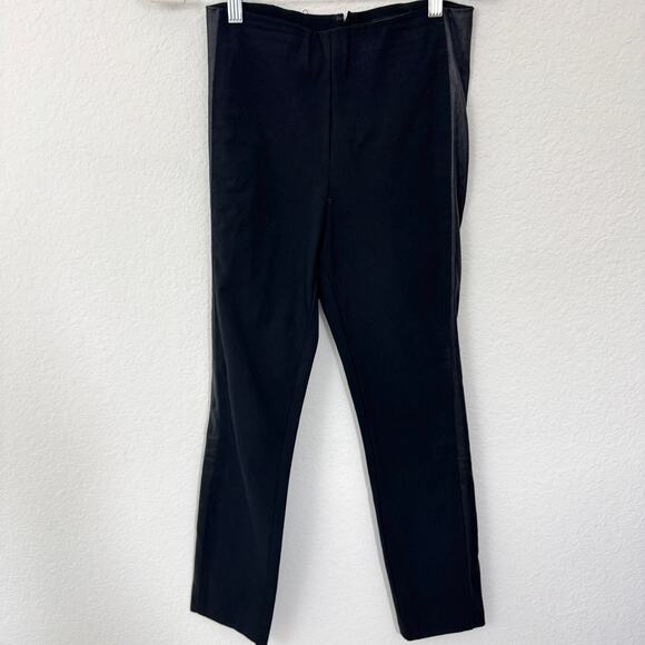 Rag & Bone Womens Straight Stretch Dress Pant Size 2 Lamb Leather Trim Black - Picture 1 of 6